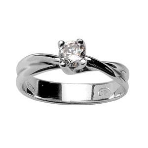 Bague Argent 925 Croisée Solitaire Zirconium 4 Griffes