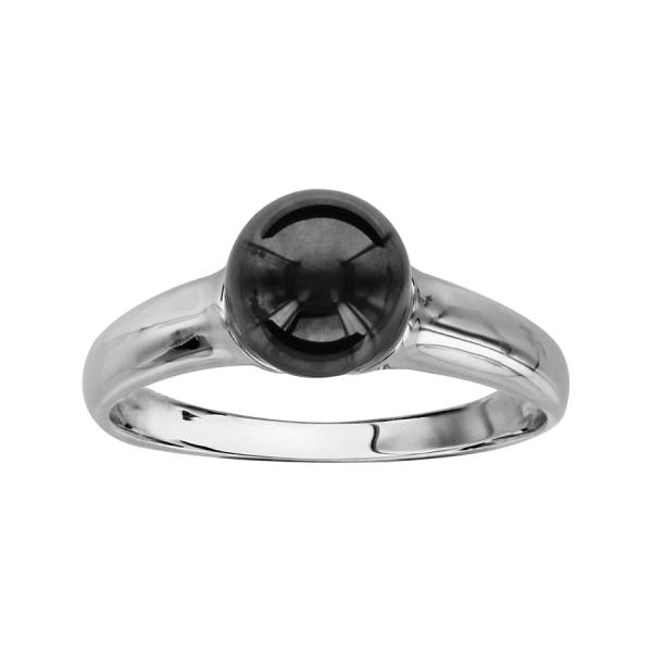 Bague Argent 925 Boule Céramique Noire