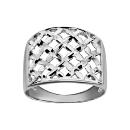 Bague Argent 925 Quadrillage Ajouré Diamanté