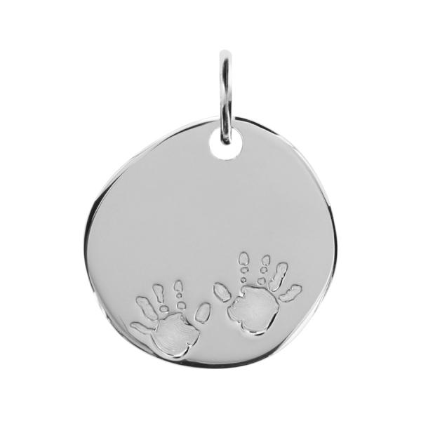 Pendentif Argent 925 Galet Empreintes Mains