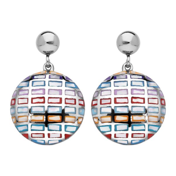 Boucles d'oreilles Acier 316 L Rond avec Nacre Résine Multicolore
