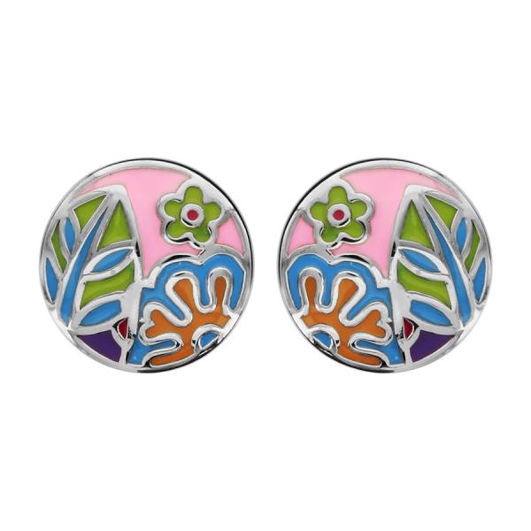 Boucles d'oreilles Acier 316 L Rond Motifs Colorés