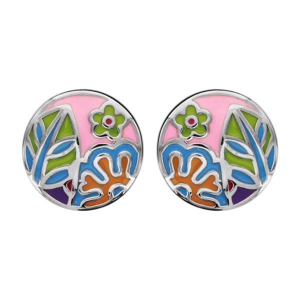 Boucles d'oreilles Acier 316 L Rond Motifs Colorés