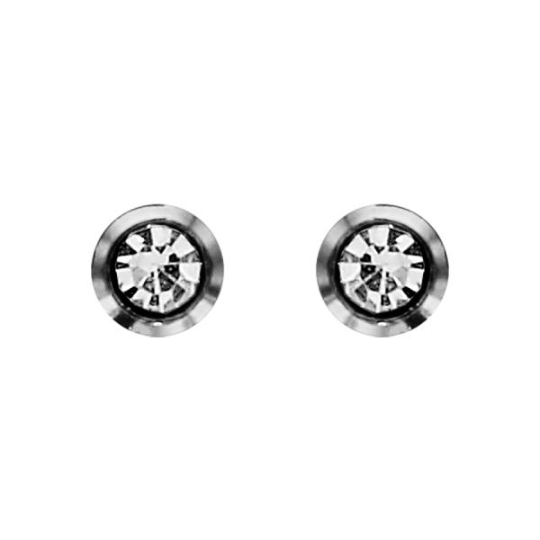 Boucles d'oreilles Acier 316 L Enfant Zirconium Serti Clos Blanc 3 mm
