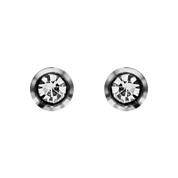 Boucles d'oreilles Acier 316 L Enfant Zirconium Serti Clos Blanc 3 mm