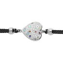 Bracelet Acier 316 L Stella Mia Cordon Bleu Marine Cœur avec Nacre