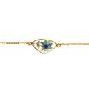 Bracelet Acier 316 L Doré Résine Blanche Fleur Bleu