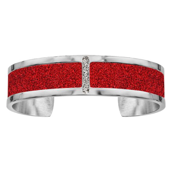 Bracelet Acier 316 L Rigide Glitter Rouge