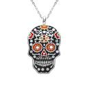 Collier Acier 316 L Doré Tête de Mort Résine Noire