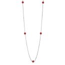 Collier Sautoir Acier 316 L 5 Boules Résine Rouge 110 cm