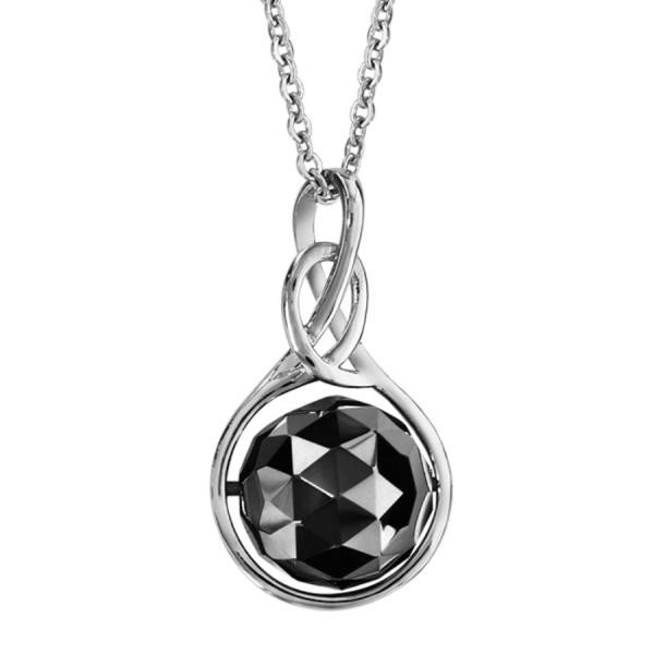 Collier Acier 316 L Boule Céramique Facette Noir