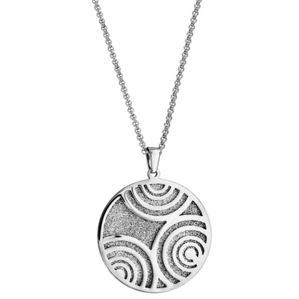 Collier Acier 316 L Pendentif Granite Multi-cercles