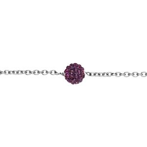 Chaîne de Cheville Acier 316 L et Strass Violet 1 Boule 7 mm