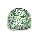 Bague Acier 316 L Résine Vert et Nacre 