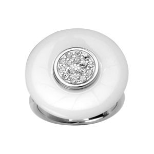 Bague Acier 316 L Plateau Rond Zirconium et Agate Blanche