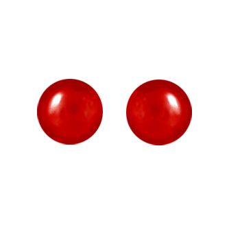 Boucles d'oreilles Acier 316 L Perle d'imitation Rouge 8 mm