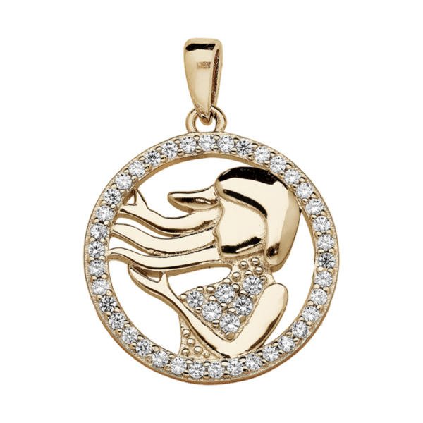 Pendentif Vermeil Zodiaque Vierge Contour Zirconium Sertis  