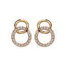 Boucles d'oreilles Plaqué Or et Zirconium Double Cercles Entrelacés