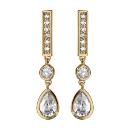 Boucles d'oreilles Plaqué Or Barette avec Goutte Zirconium 