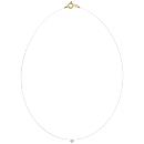 Collier Plaqué Or Fil Nylon Pendentif Solitaire Zirconium Blanc 3 mm 42 cm