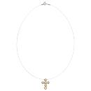 Collier Plaqué Or Fil Nylon Zirconium Sertie Clos Croix
