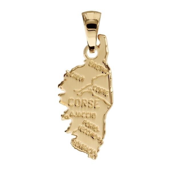 Pendentif Plaqué Or Moyenne Carte Corse avec Villes