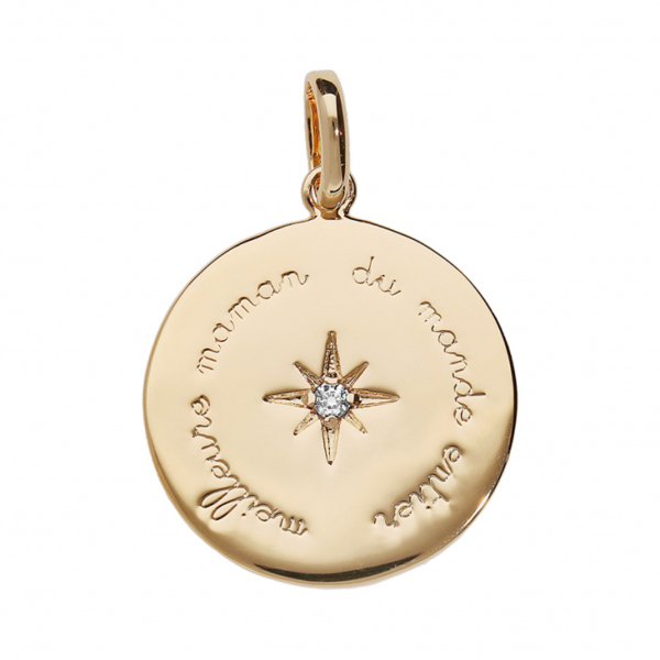 Pendentif Plaqué Or "Meilleure Maman du Monde Entier" avec Zirconium