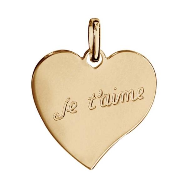 Pendentif Plaqué Or Coeur Gravé Je t'Aime