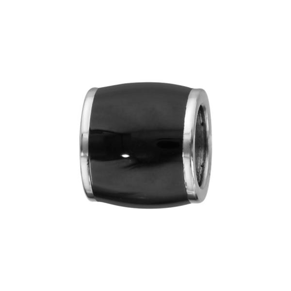 Charms Acier 316L Forme Tonneau Noir