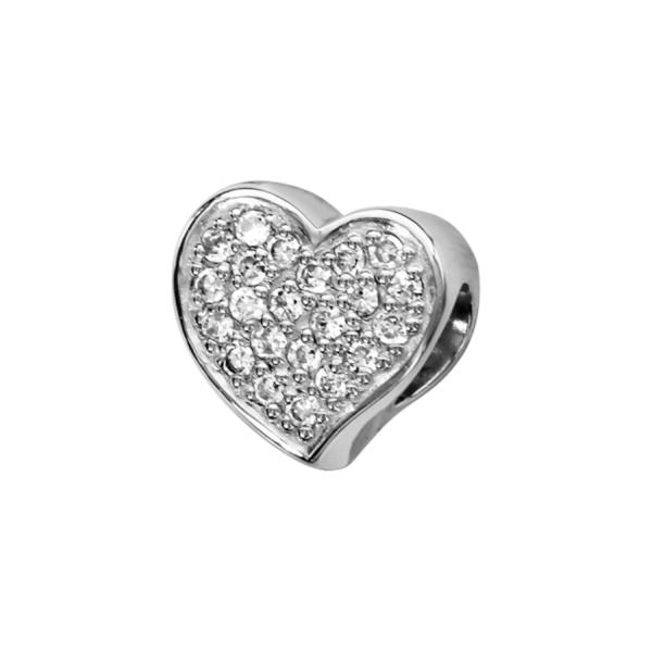 Charms Argent 925 Coeur Zirconium Blanc Recto Verso