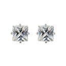 Boucles d'oreilles Argent 925 et Zirconium 4 Griffes Carré 10 mm