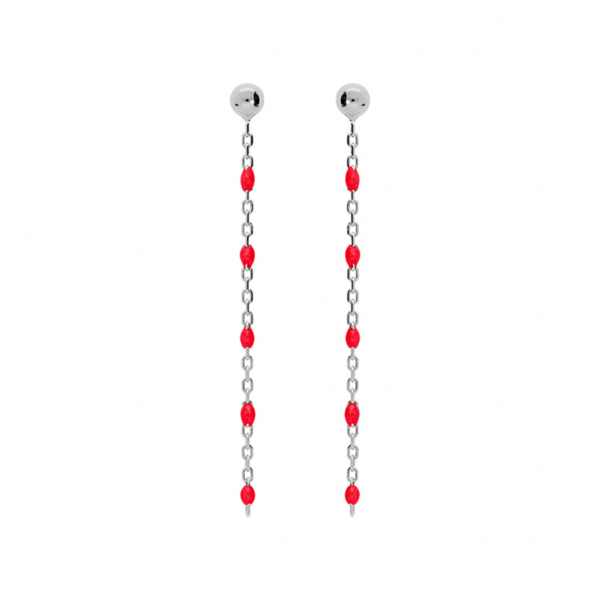 Boucles d'oreilles Tige Argent 925 Olives Résine Rouge