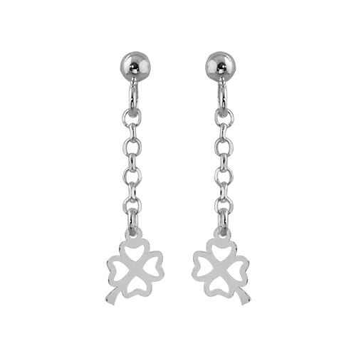 Boucles d'oreilles Argent 925 Chainette Jaseron Trèfle