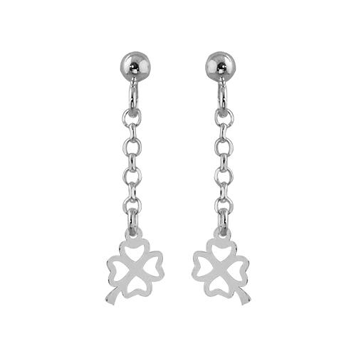 Boucles d'oreilles Argent 925 Chainette Jaseron Trèfle