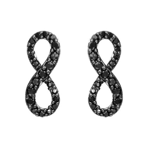 Boucles d'oreilles Argent 925 et Zirconium Noir Serti Symbole Infini