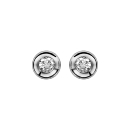 Boucles d'oreilles Argent 925 Petit Rond avec Zirconium Serti