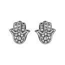 Boucles d'oreilles Argent 925 et Zirconium Main de Fatma