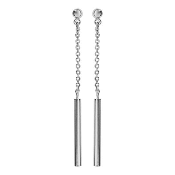 Boucles d'Oreilles Argent 925 Pendantes Bâton Lisse