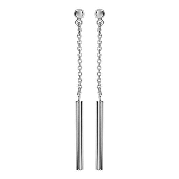 Boucles d'Oreilles Argent 925 Pendantes Bâton Lisse