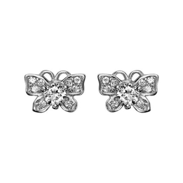 Boucles d'oreille Argent 925 Papillon avec Zirconium