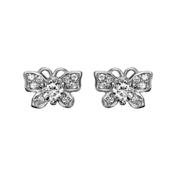 Boucles d'oreille Argent 925 Papillon avec Zirconium