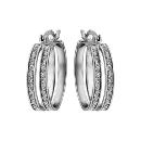 Boucles d'oreilles Argent 925 Créoles Double Glitter Blanc