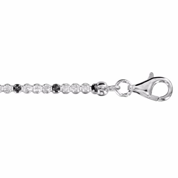 Bracelet Argent 925 Tennis Zirconium Sertis Blanc et Noir