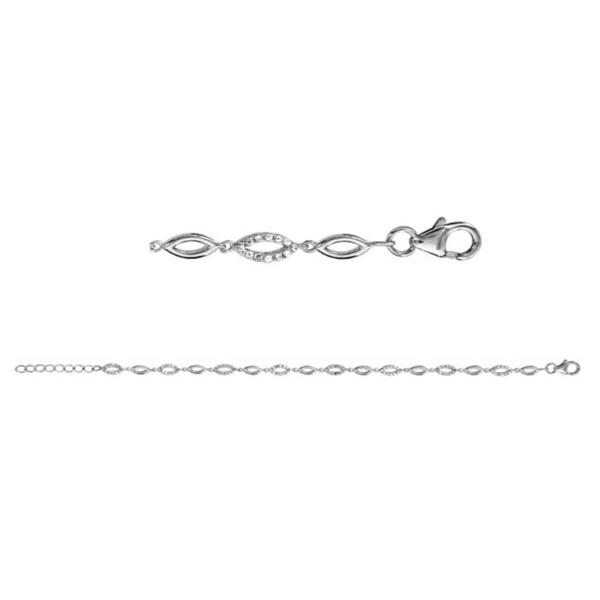 Bracelet  Argent 925 Navette avec Zirconium Sertis