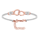 Bracelet Argent 925 Cordon Blanc Motif Menottes Dorure Rose