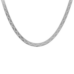 Collier Argent 925 Maille Plate Motif Vague