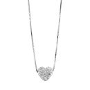 Collier Argent 925 avec Coeur Résine Strass Blanc