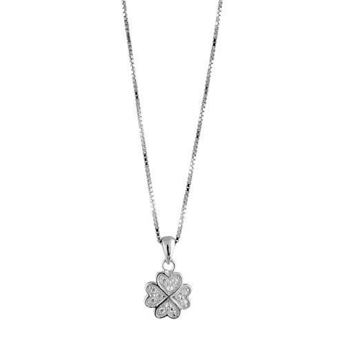 Collier Argent 925 + Pendentif 4 Coeurs