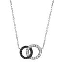 Collier Argent 925 et Zirconium Bicolore 2 Cercles Entremelés