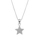 Collier Argent 925 Pendentif Etoile Résine Strass Blanc